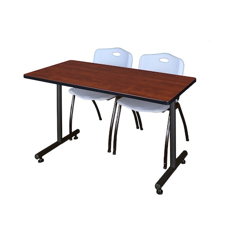 Kobe Rectangle Tables > Training Tables > Kobe Training Table & Chair Sets, 48 W, 24 L, 29 H, Cherry MKTRCT4824CH47GY
